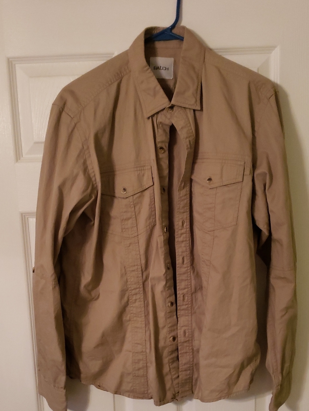 Lightweight Men's Khaki Shirt Jacket with Chest Pockets